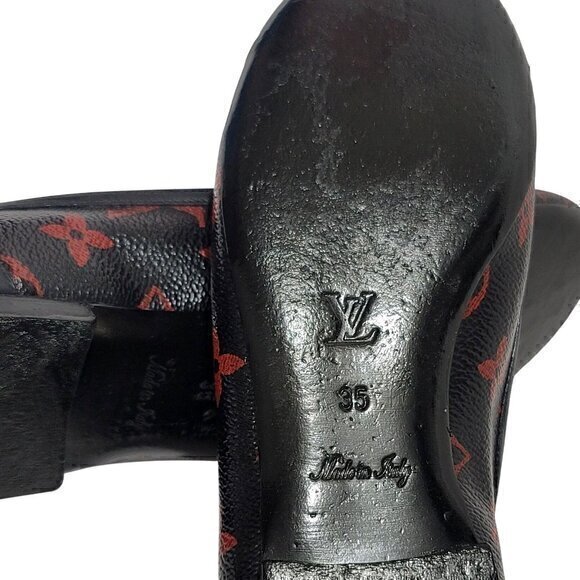 Louis Vuitton Monogram Red Black Flats 35 - Picture 10 of 11